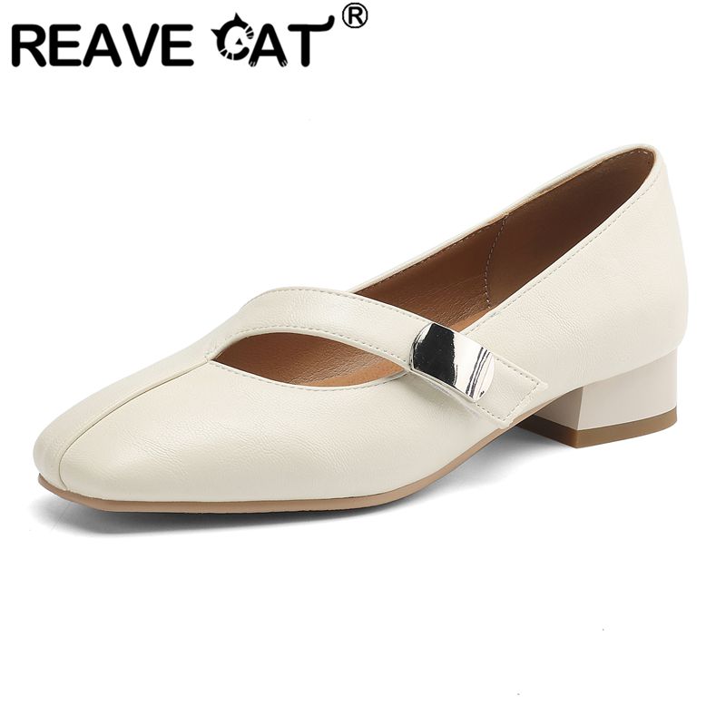 Women'S Shoes Extended Sizes - REAVE CAT Beige Female Flats Square