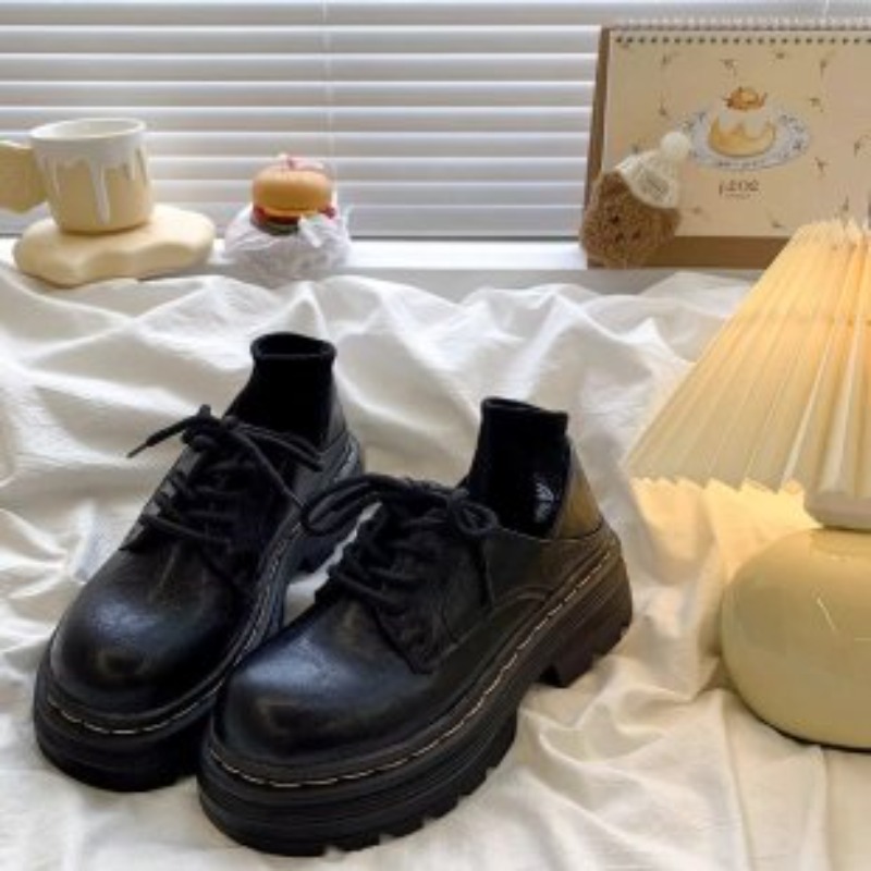 Oxford Lace Up Women - Women Platform Oxford Shoes Lace‑up Round