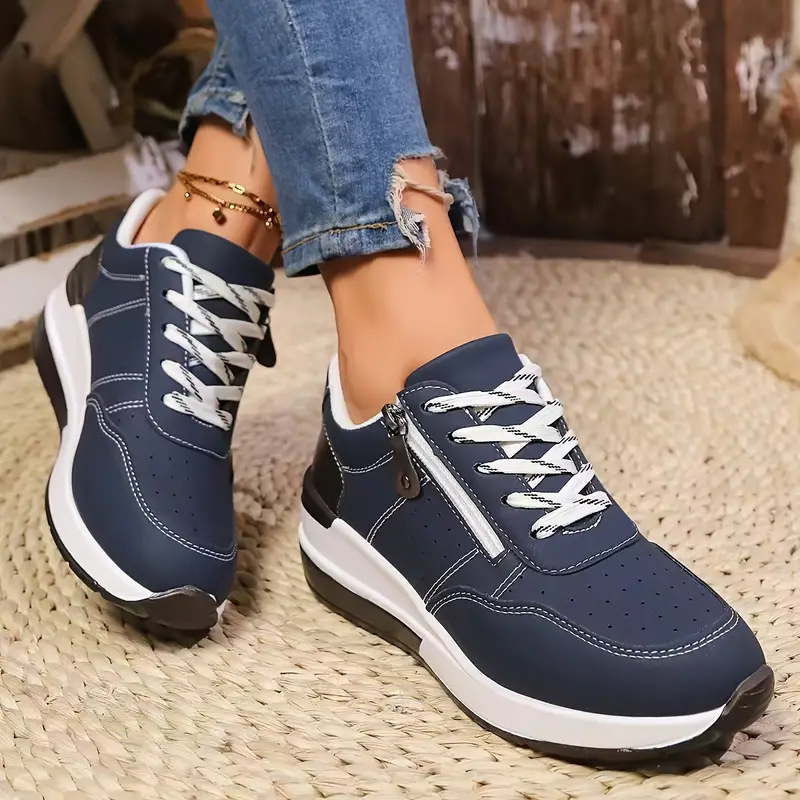 Women Side Zipper Platform Sne - Oxford Lace Up Women ulasan dan harga