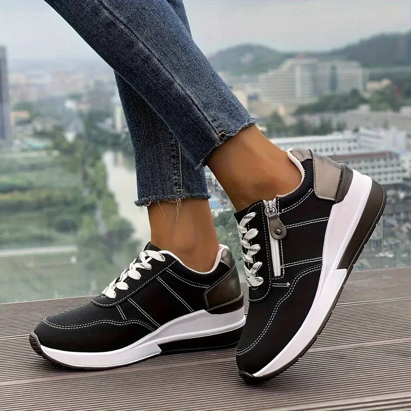 Women Side Zipper Platform Sne - Oxford Lace Up Women ulasan dan harga