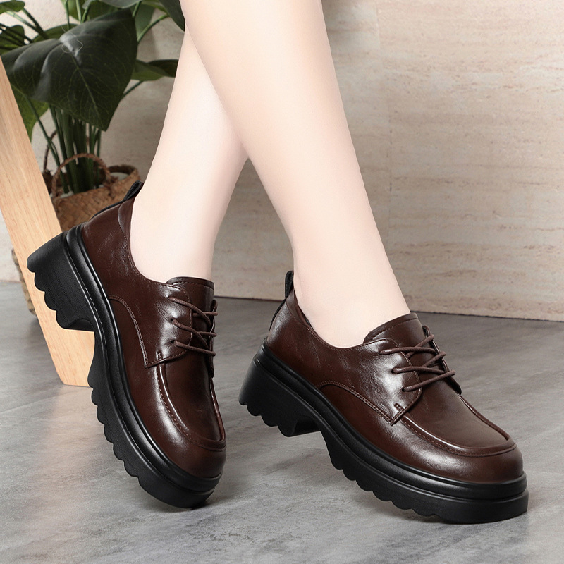 5cm Vintage Deep Mouth Soft Le - Oxford Lace Up Women ulasan dan harga